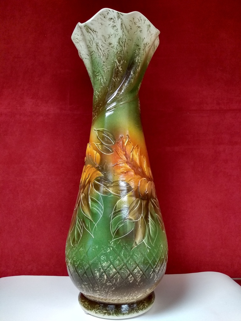 Hand made Decorative Ceramic floor vase White / Gzhel. Height:65cm ...