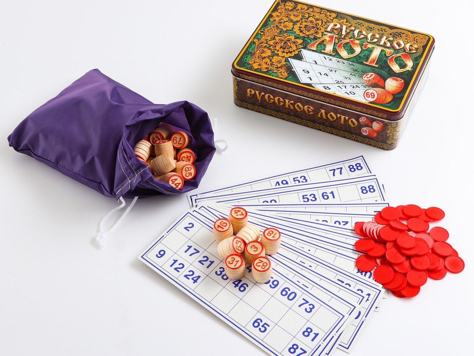 Lotto in wooden box Bingo Loto Russian game 
